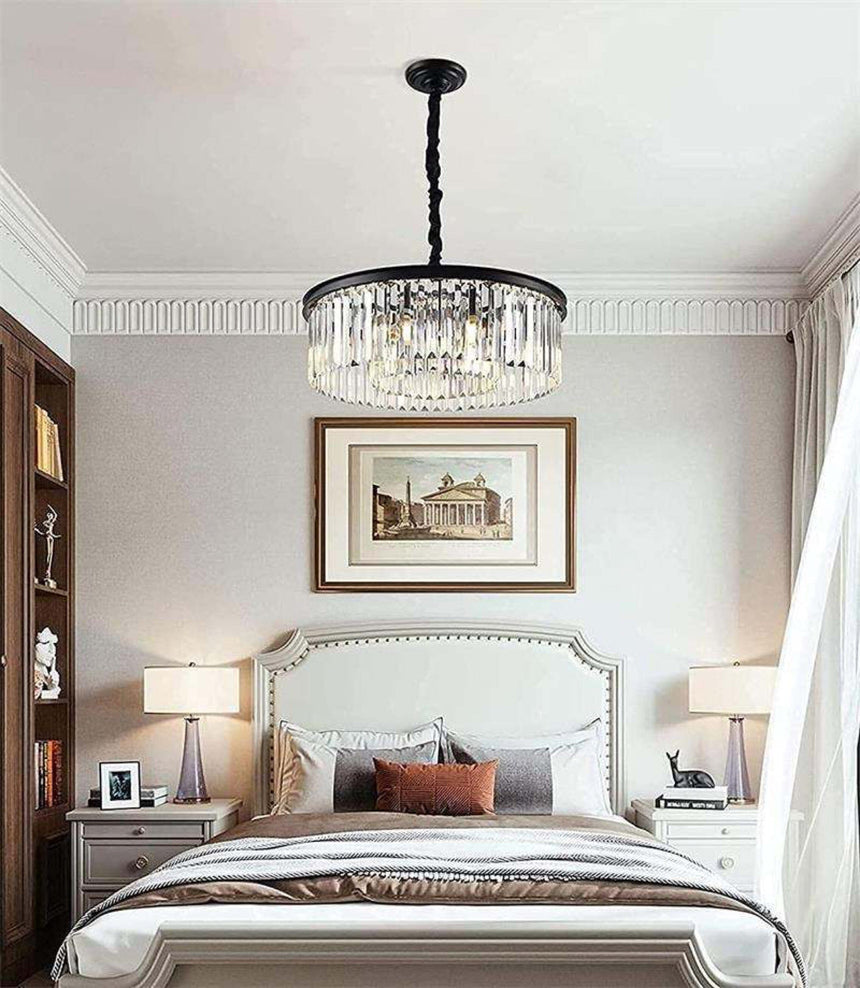Crystal pendant light warm ambient glow