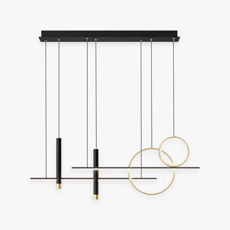 NoirLuxe Black Metal LED Chandelier for Living Room
