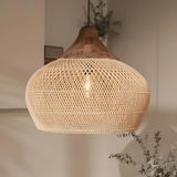 Kevara Rattan Ceiling Lamp boho style ceiling fixture - OpalDwell