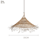 Bamboo Chandelier with Intricate Woven Pattern