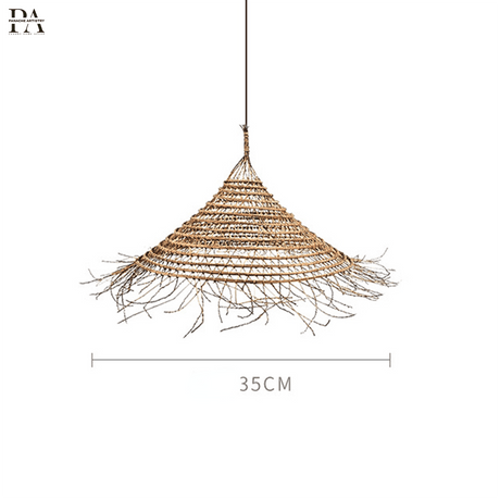 Bamboo Chandelier with Intricate Woven Pattern