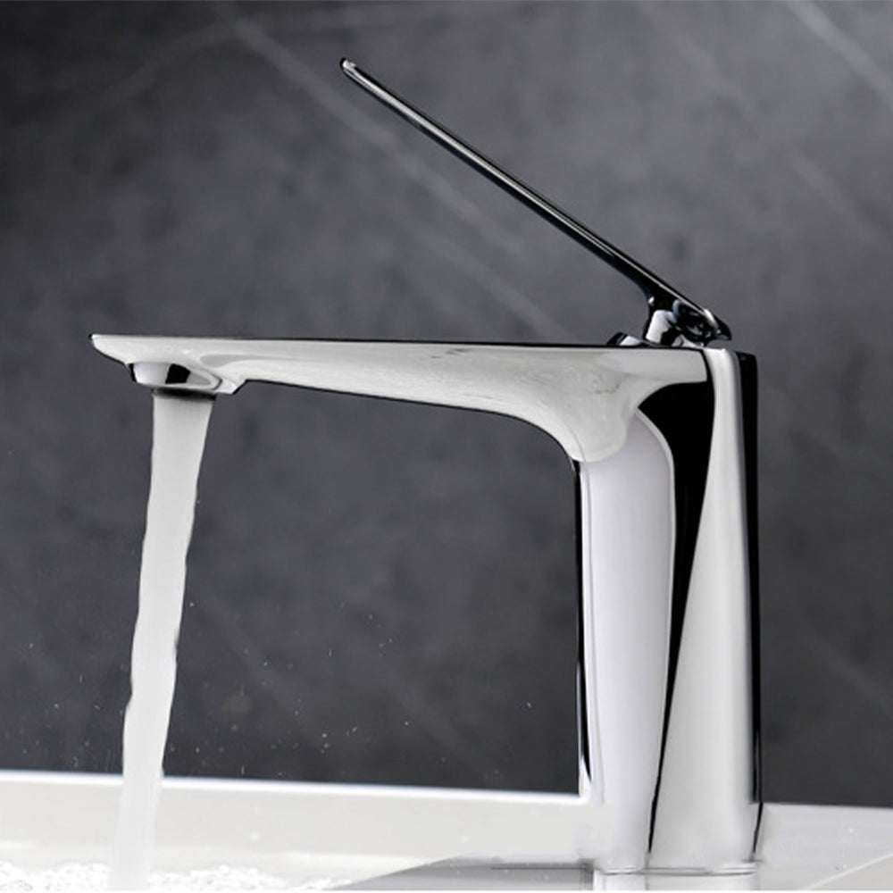 Brass vessel faucet with single-handle one-hole design