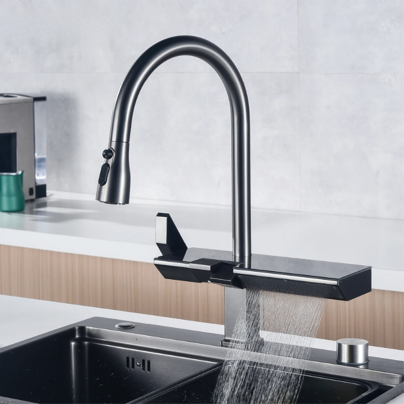 Digital Kitchen Faucet Black Rose Gold