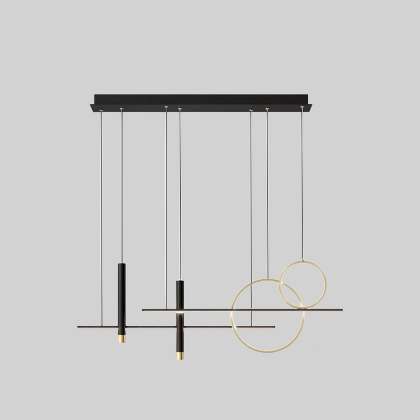 Chandelier Detail of Sleek Metal Finish