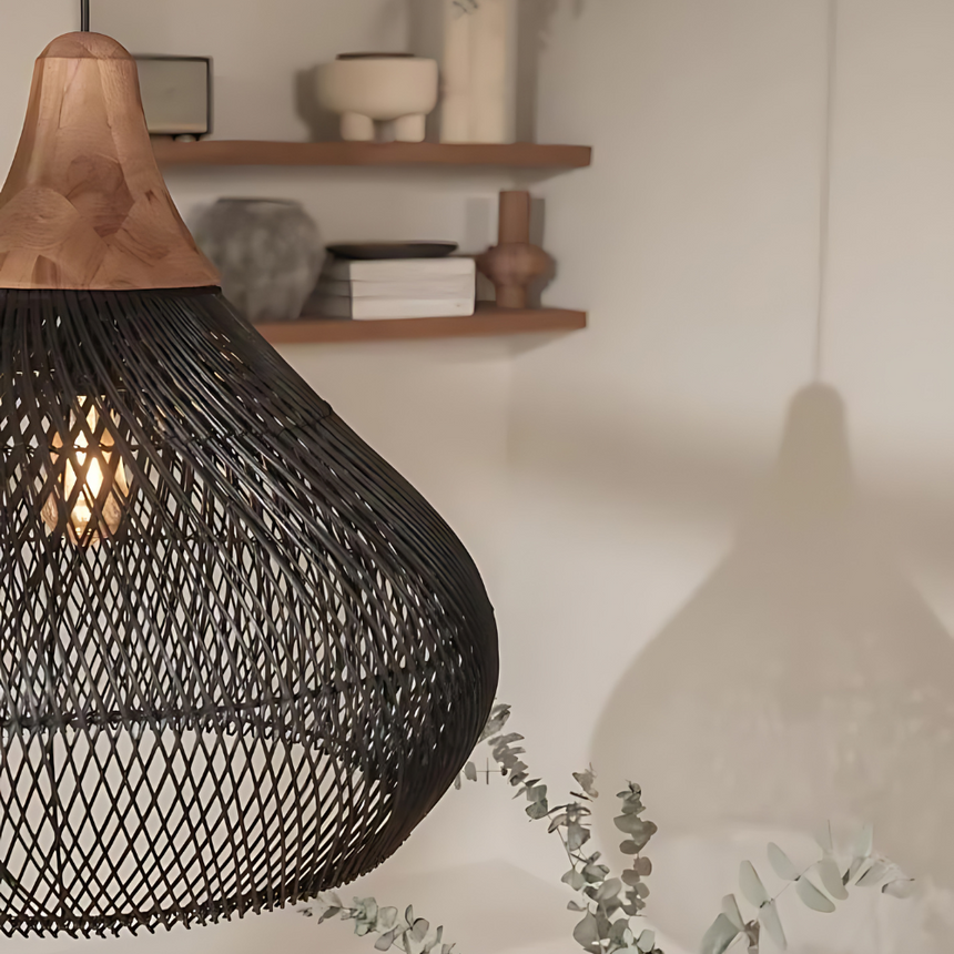 Asterra Handwoven Rattan Pendant Light diameter size options - OpalDwell