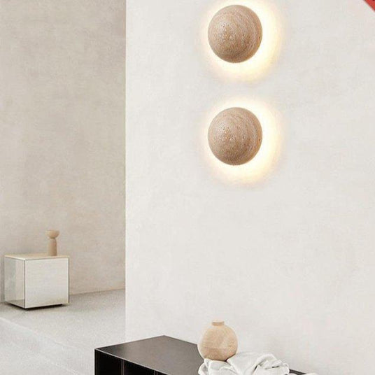 travertine wall-mounted lamp for hallway lighting
