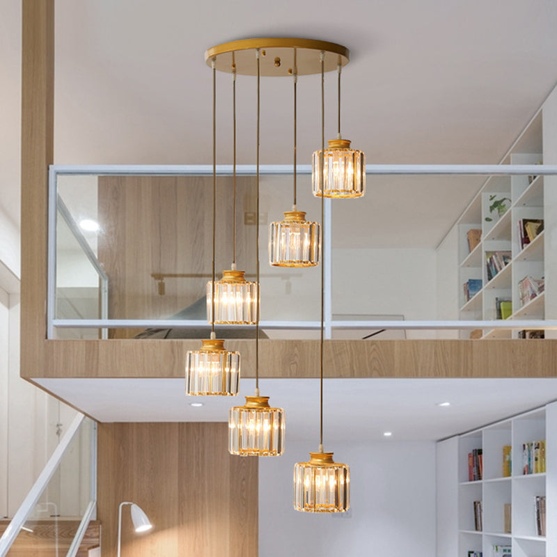 Cylinder Pendant Lamp Detail of Crystal Strands