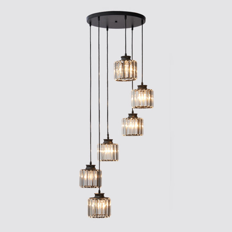 Clear Crystal Pendant Lamp Close-Up of Cylinder Design