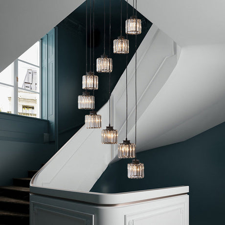 Black and Gold Crystal Pendant Lamp for Living Room