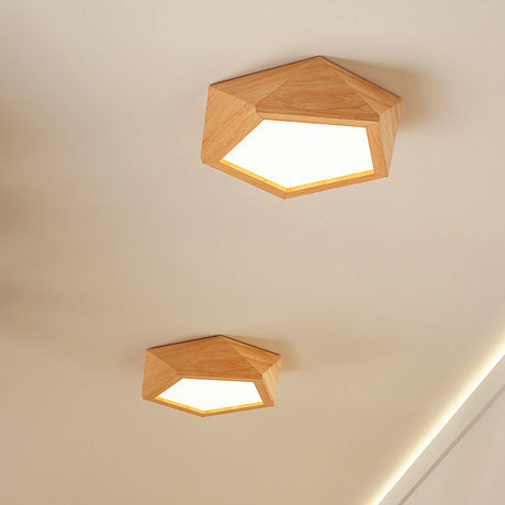 Faceted LED ceiling light close-up detail