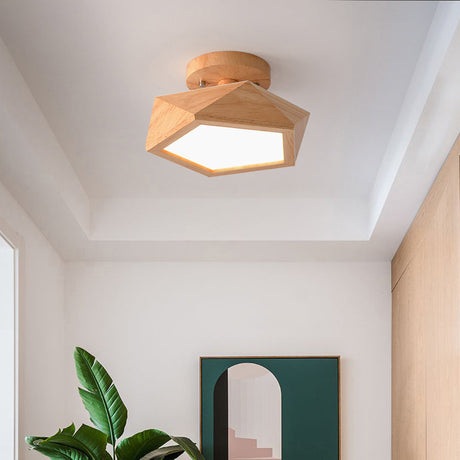 Wood accent ceiling light for living room decor