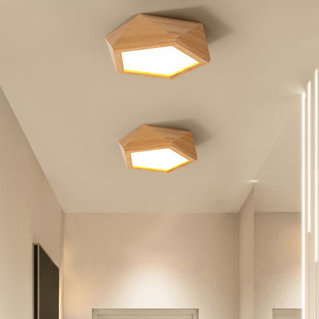 Wood accent LED ceiling light with sleek modern silhouette
