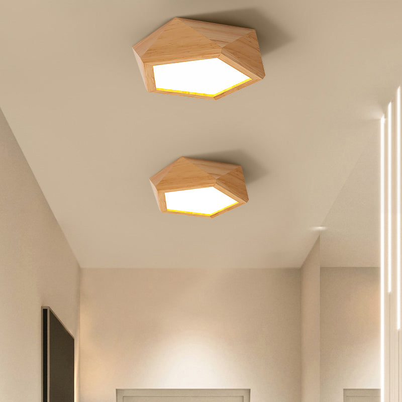 Wood accent LED ceiling light with sleek modern silhouette