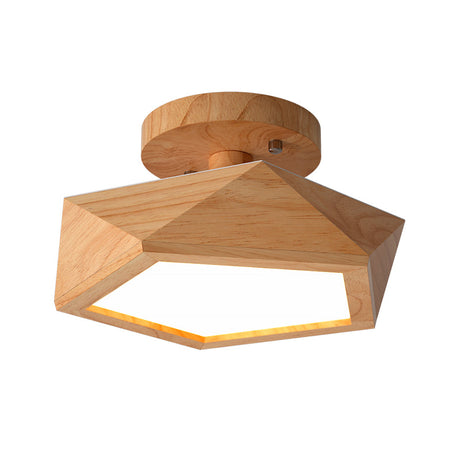 Wood accent ceiling light installed in modern room