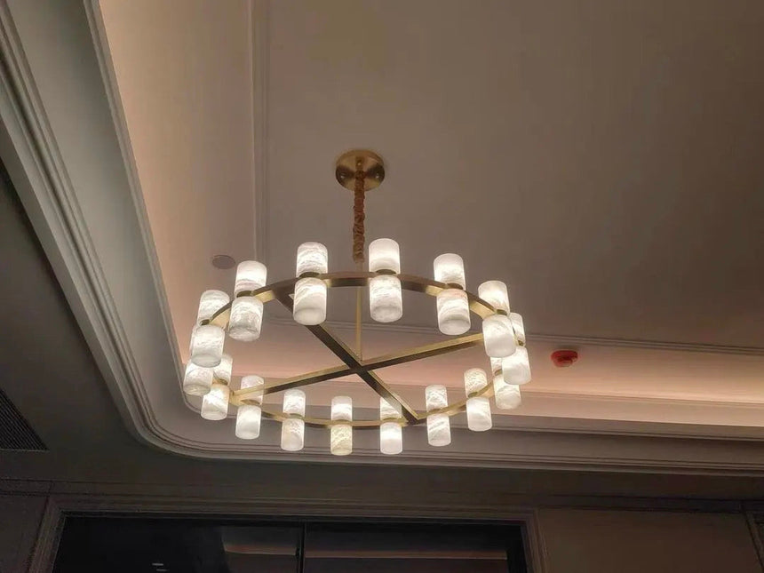 Marble pendant light gold finish detail