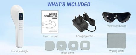 UVB phototherapy lamp full kit view