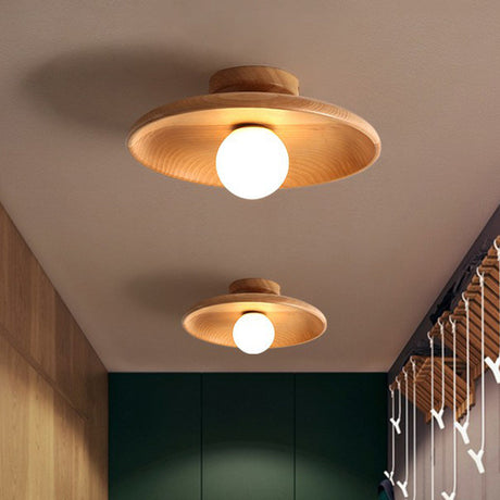 Wood Ceiling Light With Minimalist Flat Design - OroDwell