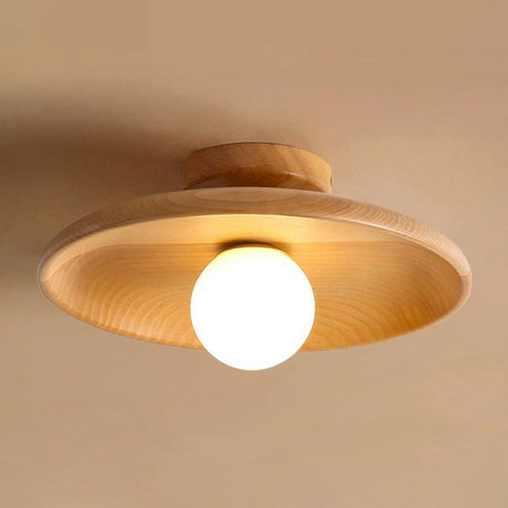 NovaHalo Minimalist Wood Ceiling Light – Hero View - OroDwell