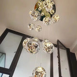 Glass Chandelier Orb Contemporary Entrance Lighting Design - OpalDwell