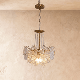 Style A at its smallest, two tiers of pressed glass petals under a brass hub