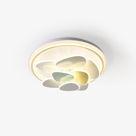 Cloud motif ceiling light shown unlit at an angle on a plain background