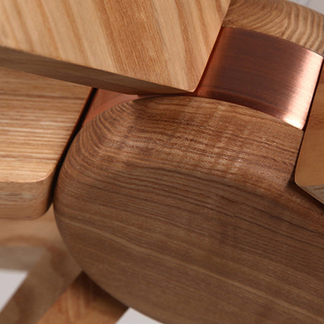 Wood chandelier with LED lighting close-up detail