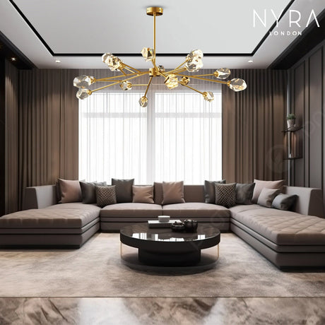 Iron and K9 Crystal Finish Crystal Pendant Light Design Detail | OroDwell
