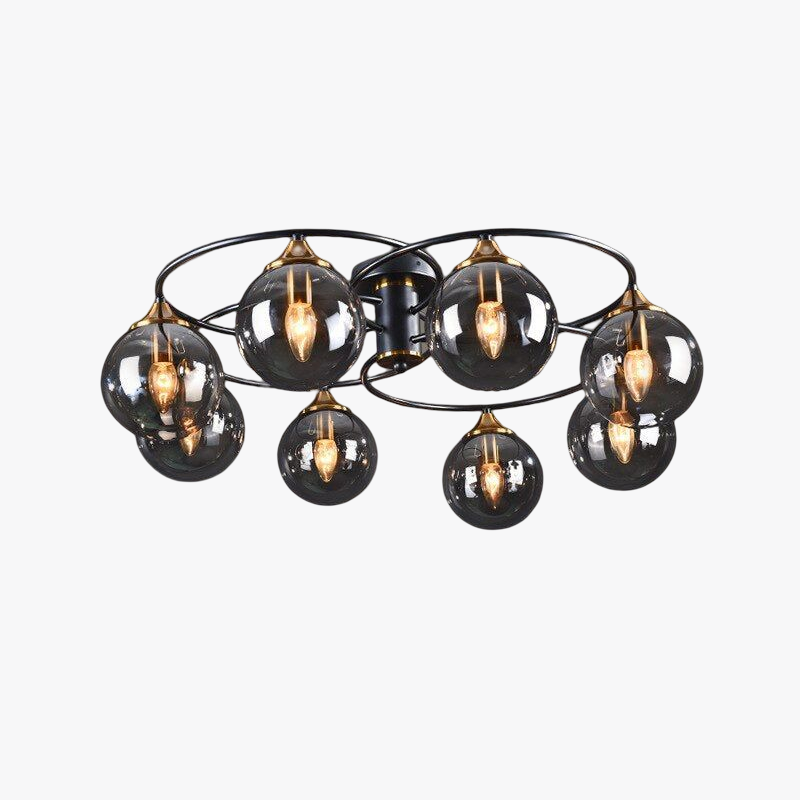 LuminaraArc Vintage Round Smoked Glass Chandelier