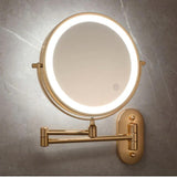 360-degree swivel gold vanity mirror for bathroom