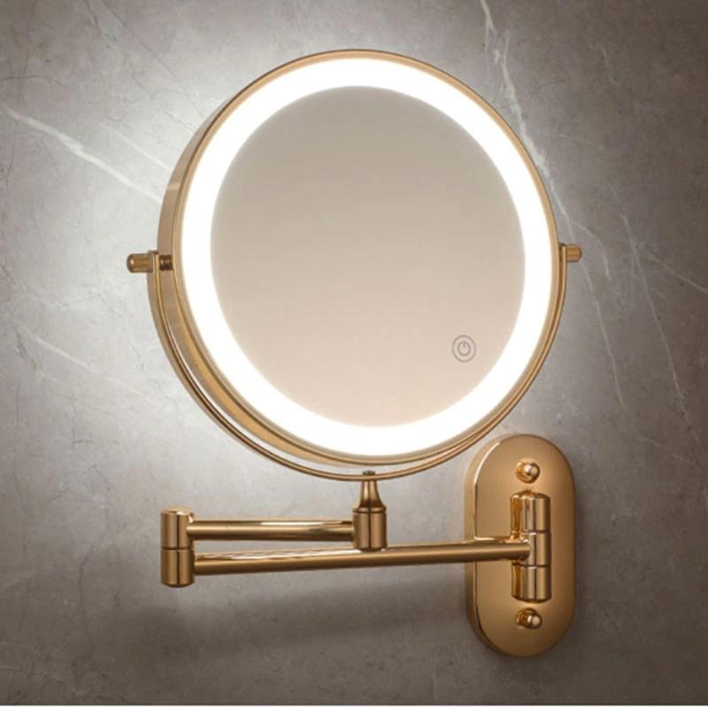 360-degree swivel gold vanity mirror for bathroom