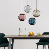 Glass ball pendant light with stained glass craftsmanship