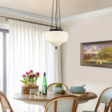 Modern white minimalist glass pendant light for dining rooms