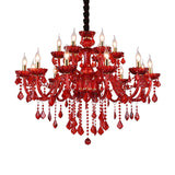 Crimson Crystal Chandelier for Traditional Decor