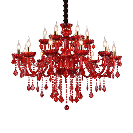 Crimson Crystal Chandelier for Traditional Decor