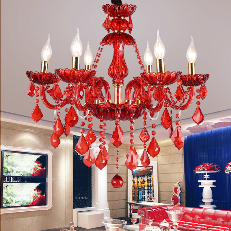 Crimson Crystal Chandelier Bold Red Crystal Glow