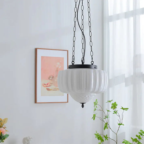 modern white minimalist glass pendant light close-up finish detail