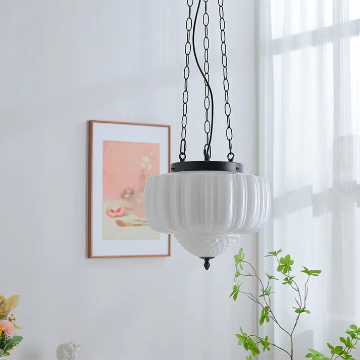 modern white minimalist glass pendant light close-up finish detail