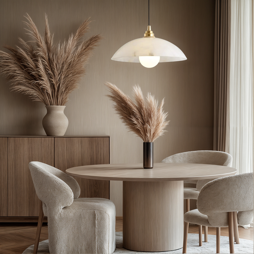 Alabaster pendant light for dining room decor