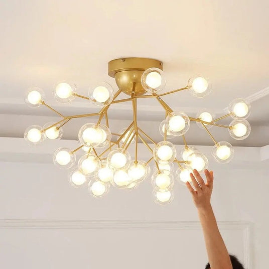 led orb chandelier for industrial decor