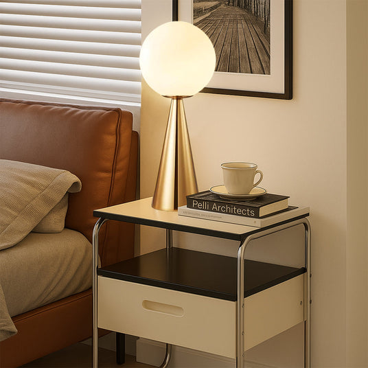 Table Lamp with Frosted Glass Shade