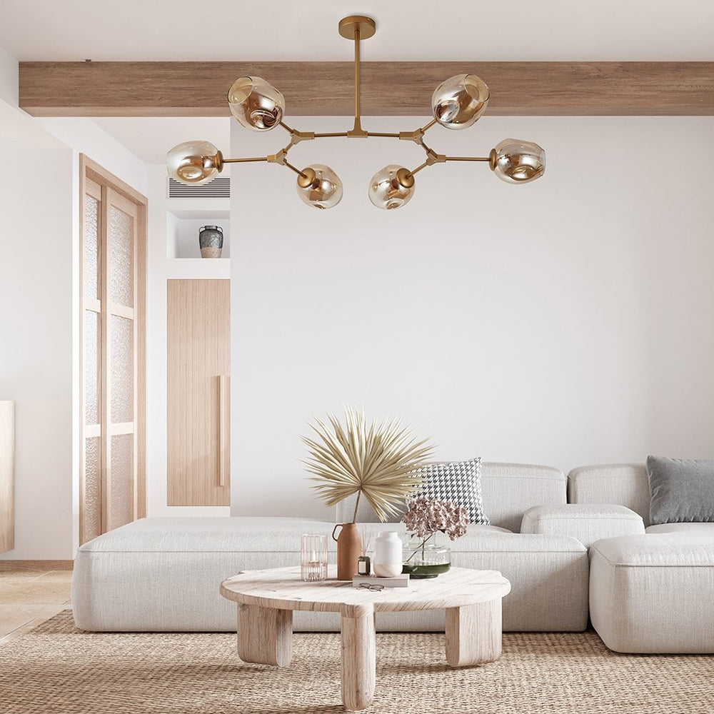 Glass pendant light with adjustable height design