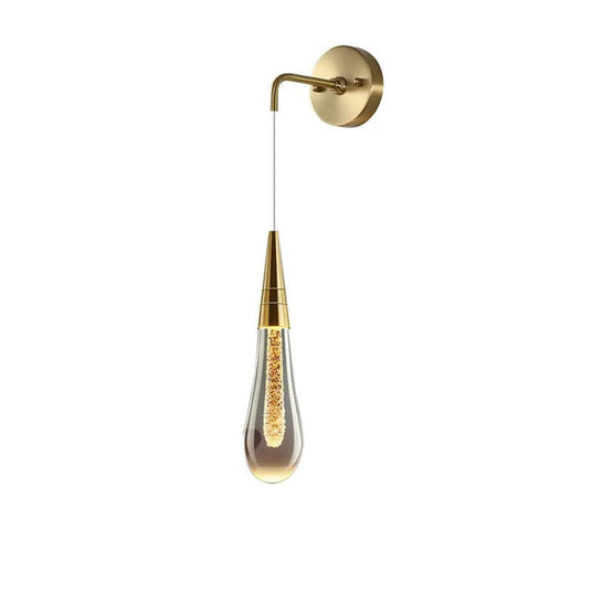 Drop-shaped glass wall light with gold accents
