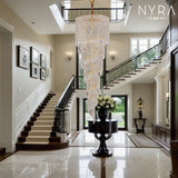 Crystal staircase chandelier gold finish