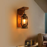 Wall Lamp with Pine Wood and Metal Finish for Living Room | OroDwell
