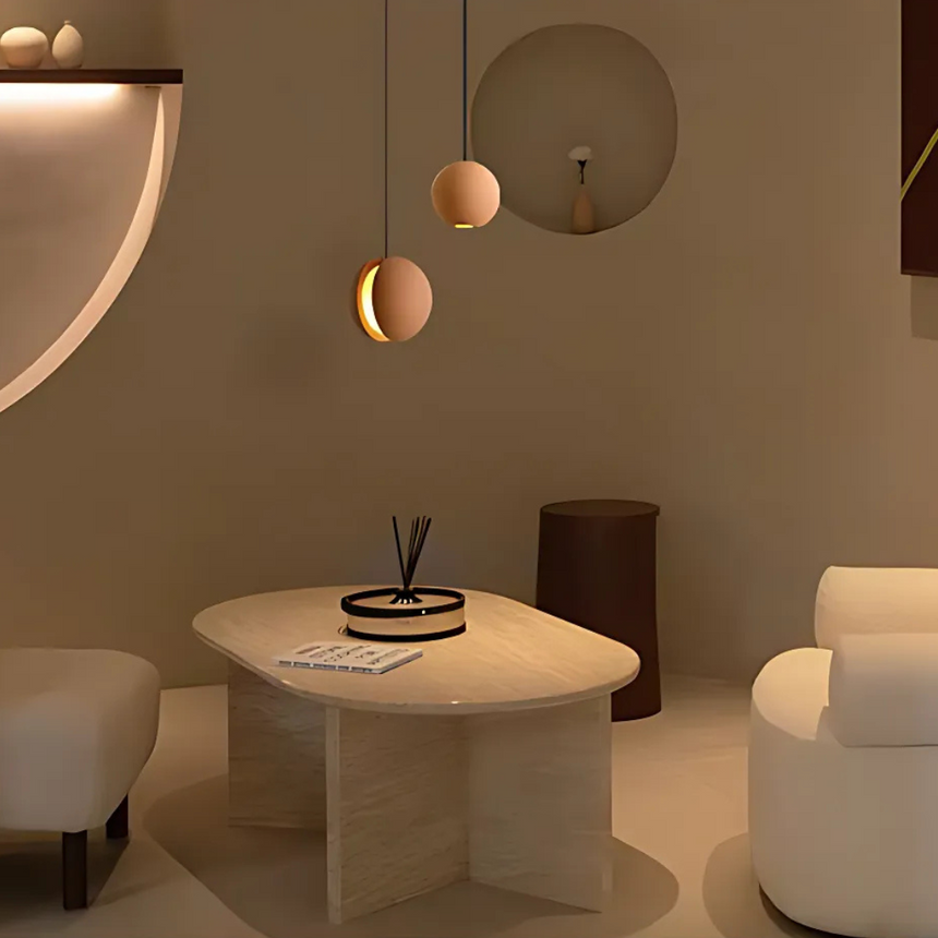 Stone pendant lamp cord and canopy detail