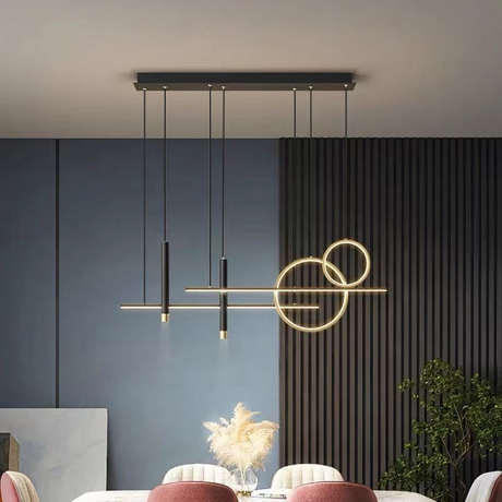 Black Metal Chandelier Close-Up of Dimmable Design