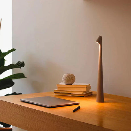 Nordic minimalist cordless table lamp charging detail view