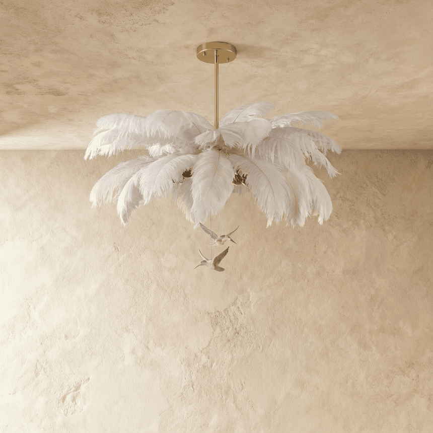 The sparse version switched off, the feathers spread flat with birds beneath