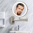 Led magnifying vanity mirror with silver finish wall mount