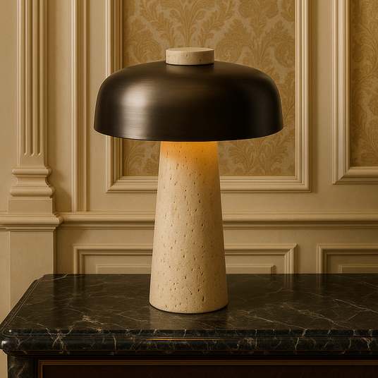 Travertine base table lamp for modern decor